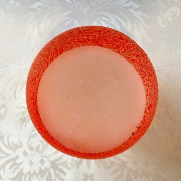 Handblown Mottled Orange Blue Swirl Art Glass Vase - Picture 3 of 6